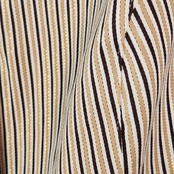 NWT Lane Bryant Size 14/16W Long Sleeve Gold Metallic Striped Button Up Top - Picture 4 of 12